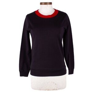 DRIES VAN NOTEN black cotton red neck line sweatshirt